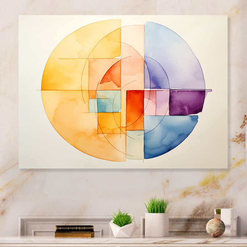 «Pastel Color Geometric Ink Collage I», art mural géométrique en métal MT137598, H 12 po x l 20 po x P 1 po