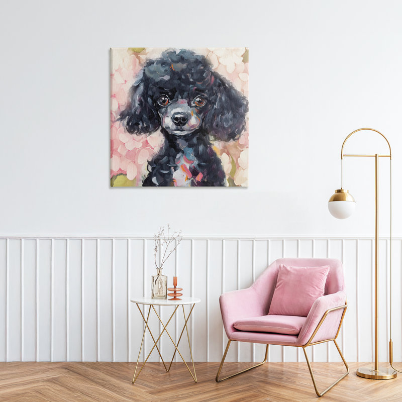 Petite toile caniche noire, design par Tina LeCour, H 30 po x l 30 po