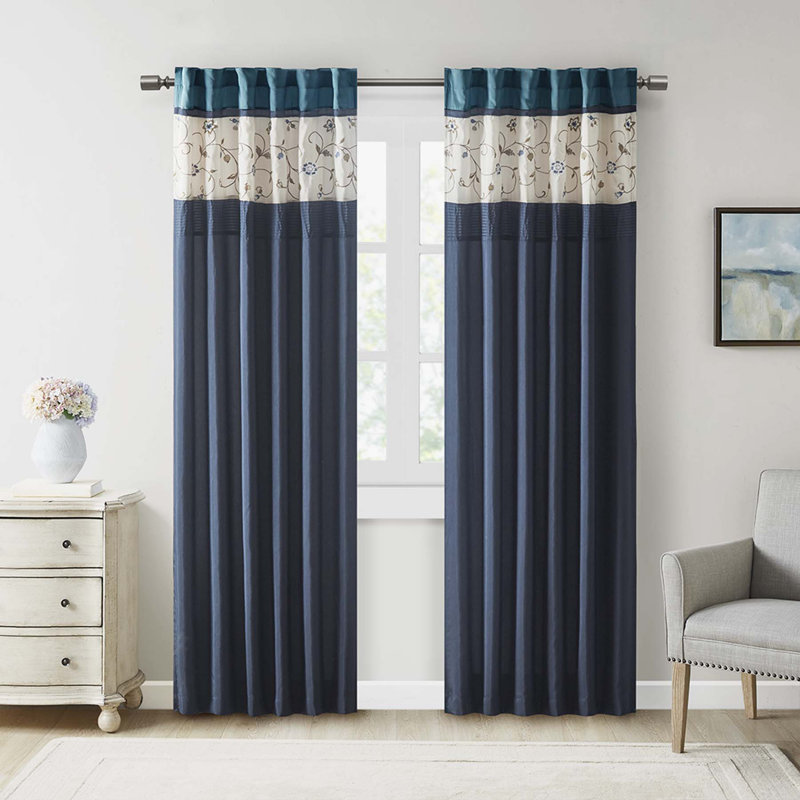 Vanarsdale Room Darkening Curtain Single Panel, Blue, 50" W x 84" L