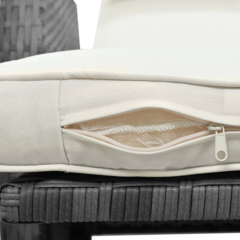 Combinaison d'extérieur en rotin pour deux personnes avec table basse, réglable, Beige