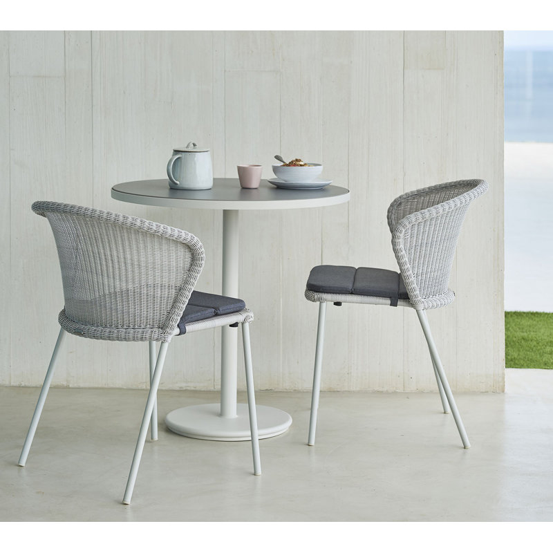 Go Outdoor Round Table, White/Ceramic Light Gray, 23.7" H x 23.7" W x 23.7" D, Gray