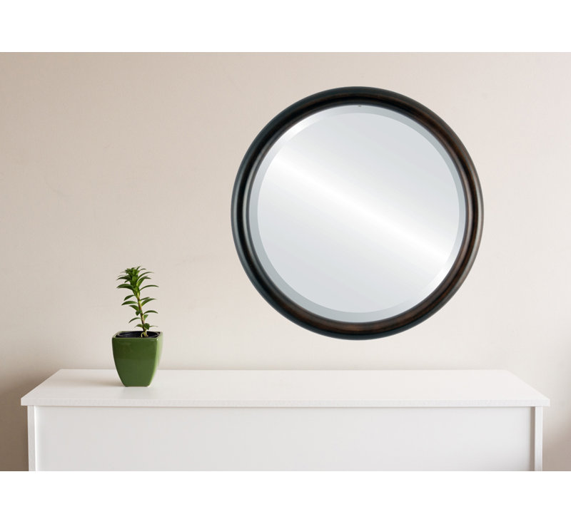 Rowles Round Mirror, 15" H x 15" W, Matte Black
