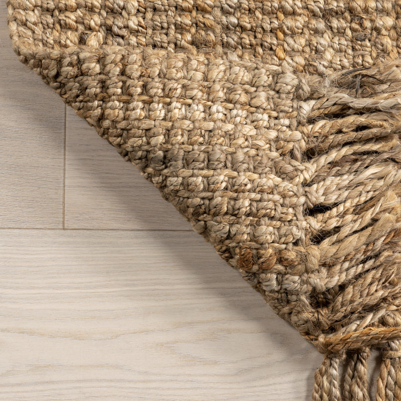 Isalena Handmade Flatweave Farmhouse Jute Area Rug in Natural, Runner 2'6" x 6'