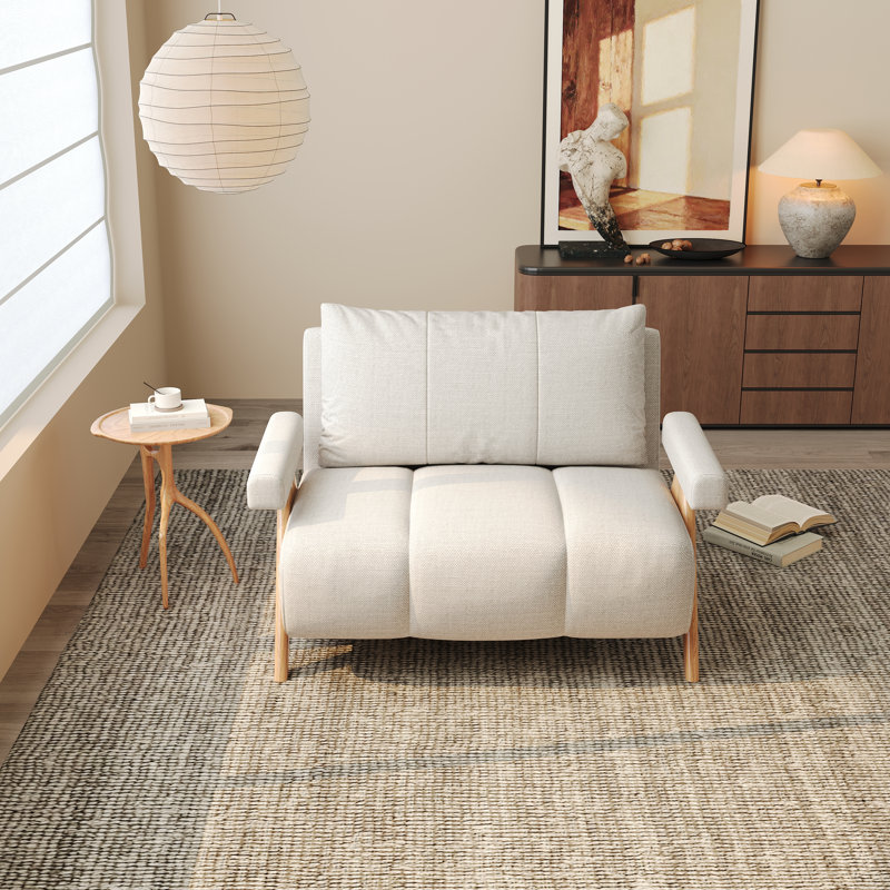 Canapé-lit inclinable 3-en-1 moderne avec dossier réglable, 37" H x 43.31" W x 35.43" D, Burlywood
