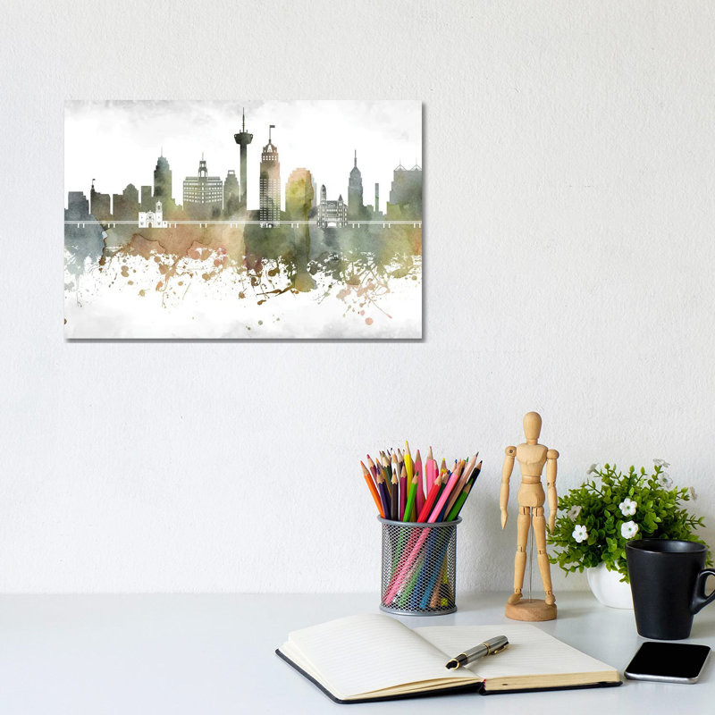 San Antonio Skyline by WallDecorAddict - Wrapped Canvas Gallery-Wrapped Canvas Giclée, 20.32cm H x 30.48cm W x 1.91cm D