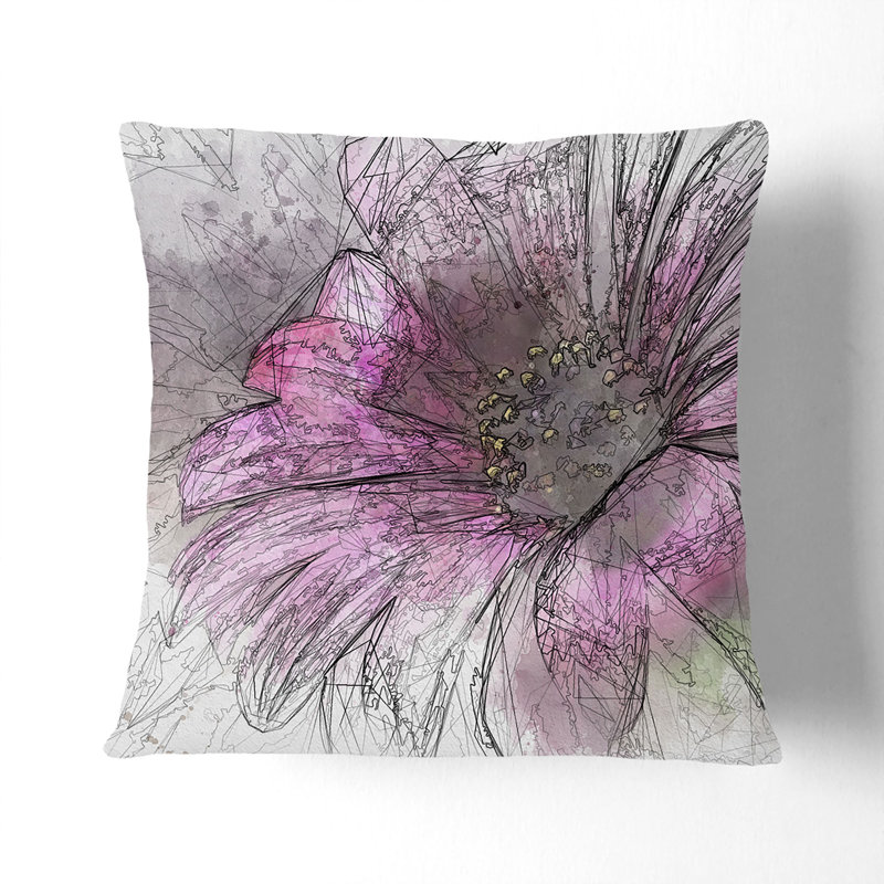 Daisy Cushion with Filling, White, 40cm H x 40cm W x 15cm D