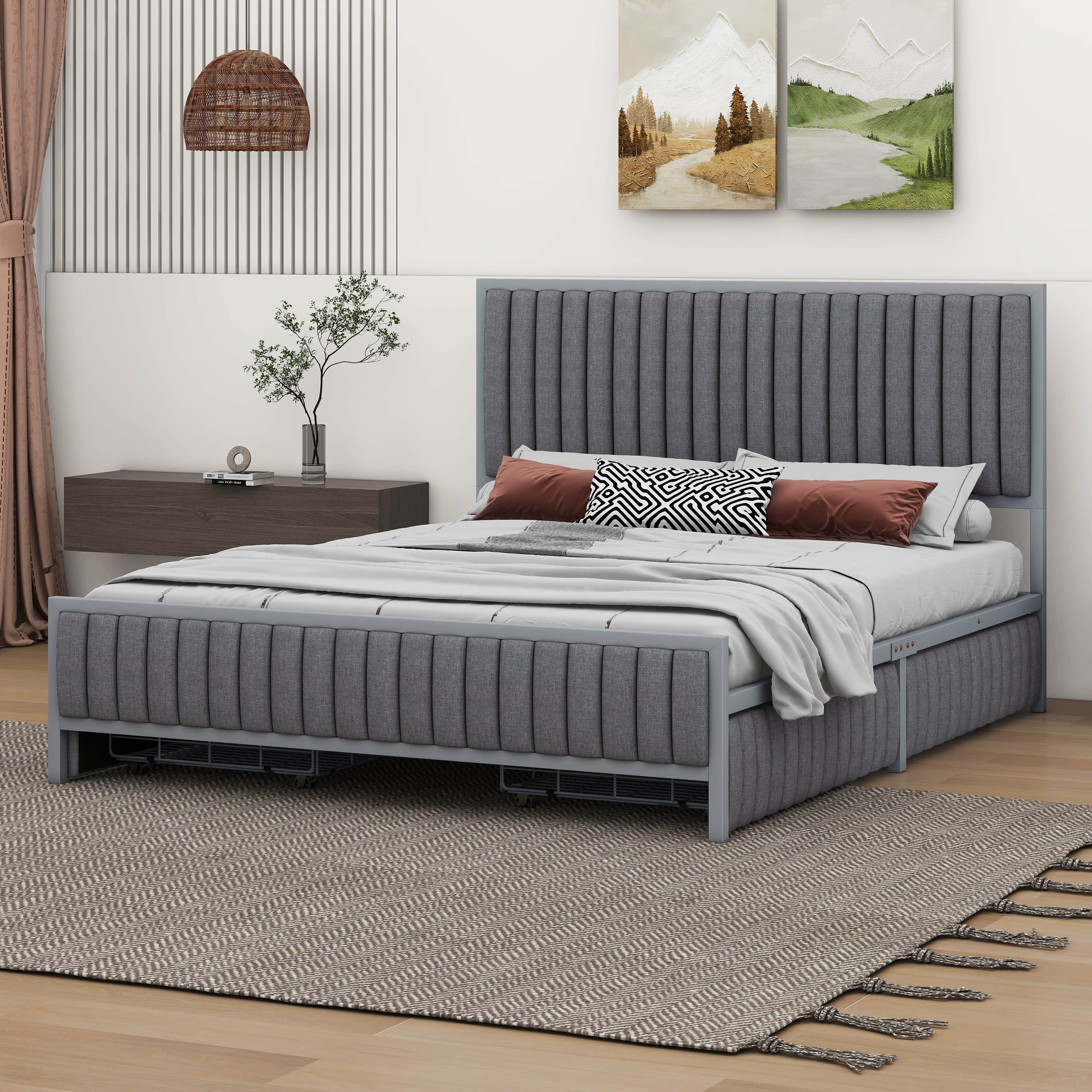 Latitude Run® Lelia Metal Frame Upholstered Bed with 4 Drawers | Wayfair