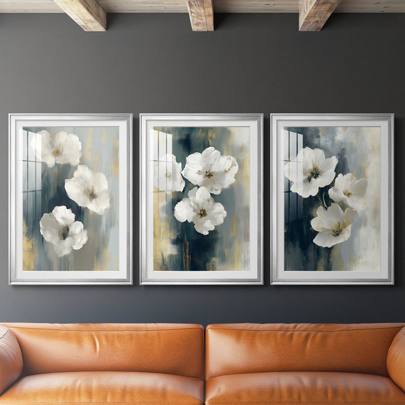 Série FLORAL dxviii - impression encadrée sur mesure de qualité supérieure - 3 pièces, H 15 po x l 19 po