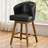 U-Shape Backrest 360° Swivel Bar Stool With Solid Rubberwood Base, Spring-Cushioned Comfort, 350 Lb Capacity-1239942149