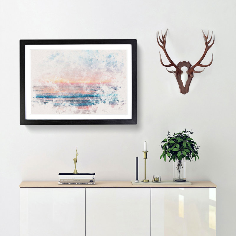 Sundown in Sri Lanka - Picture Frame Graphic Art Print, 62cm H x 87cm W x 2cm D, Black Framed