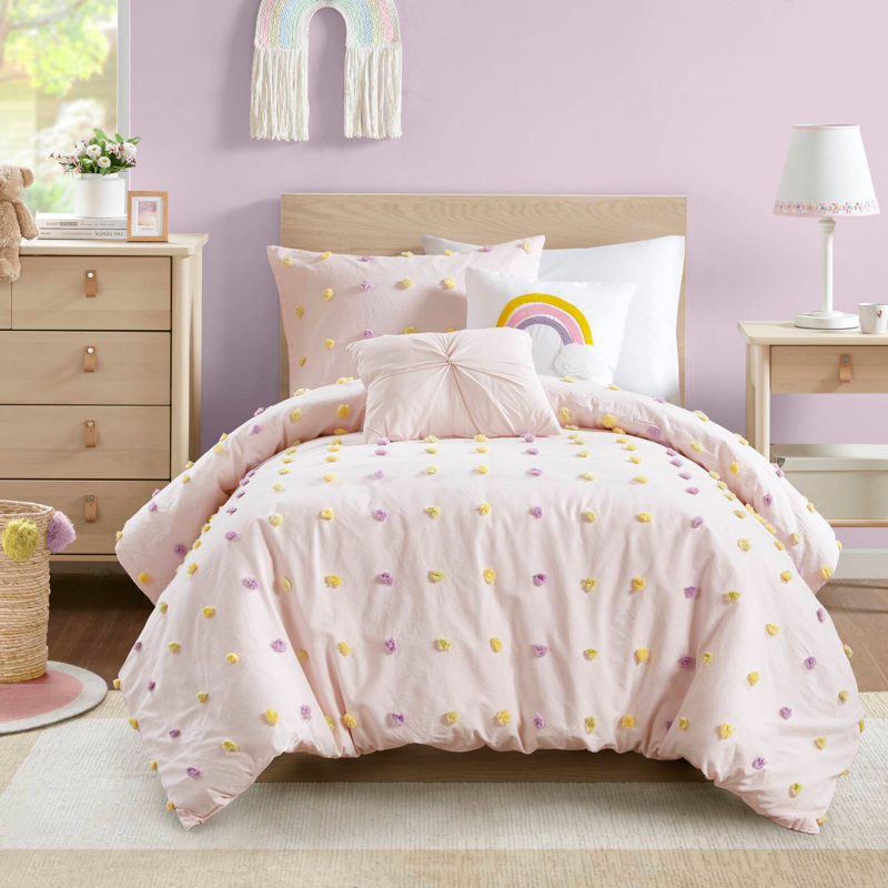 Ensemble d'édredon en jacquard à pompons 4 pièces, 4, Édredon simple