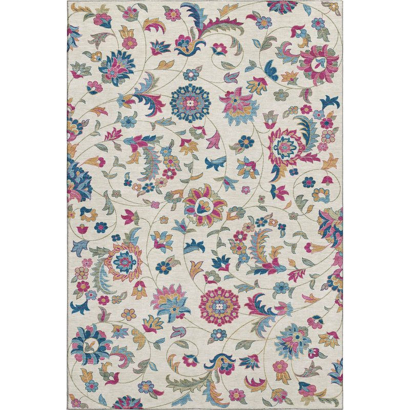 Premium Machine Washable Goulven AMF1006 Floral Rug, Rectangle 10' x 14'