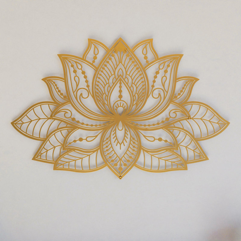 3D Lotus Mandala Metal Wall Art – Spiritual Lotus Flower Décor, Multisize Modern Wall Décor, 23" H x 36" W, Gold