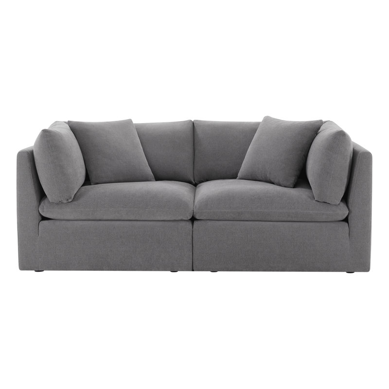 Annabella 2 - Piece 81" Modular Upholstered Sofa, Elite Pewter Textured Performance Chenille