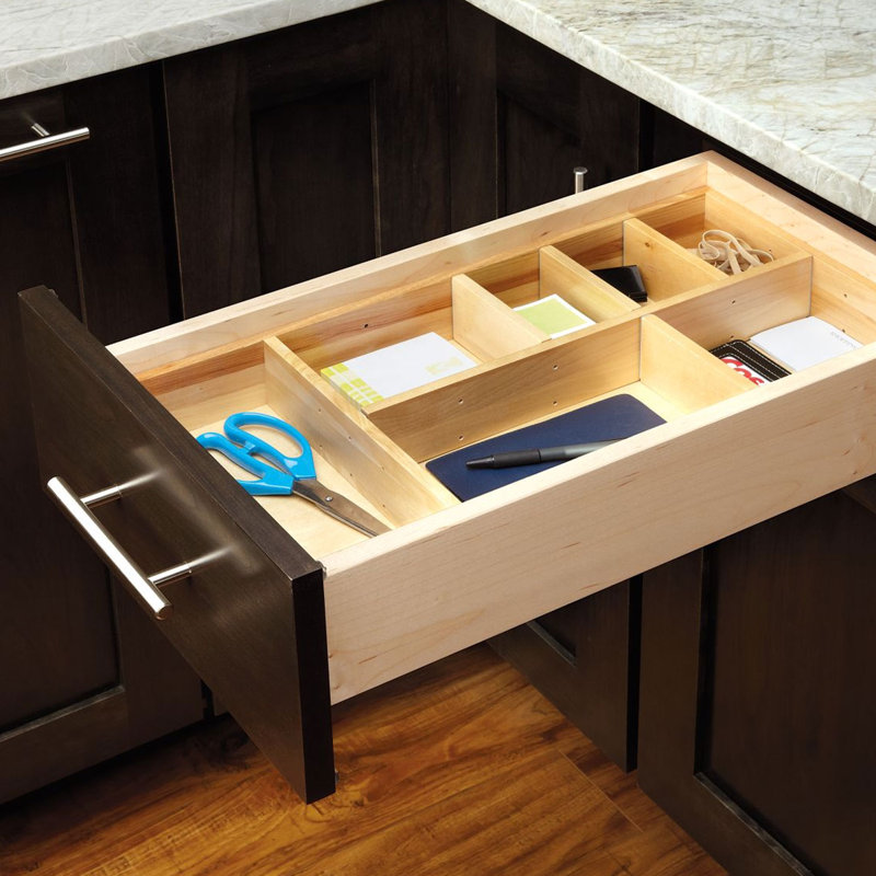 Adjustable Maple Wood Kitchen Drawer Organizer Kit