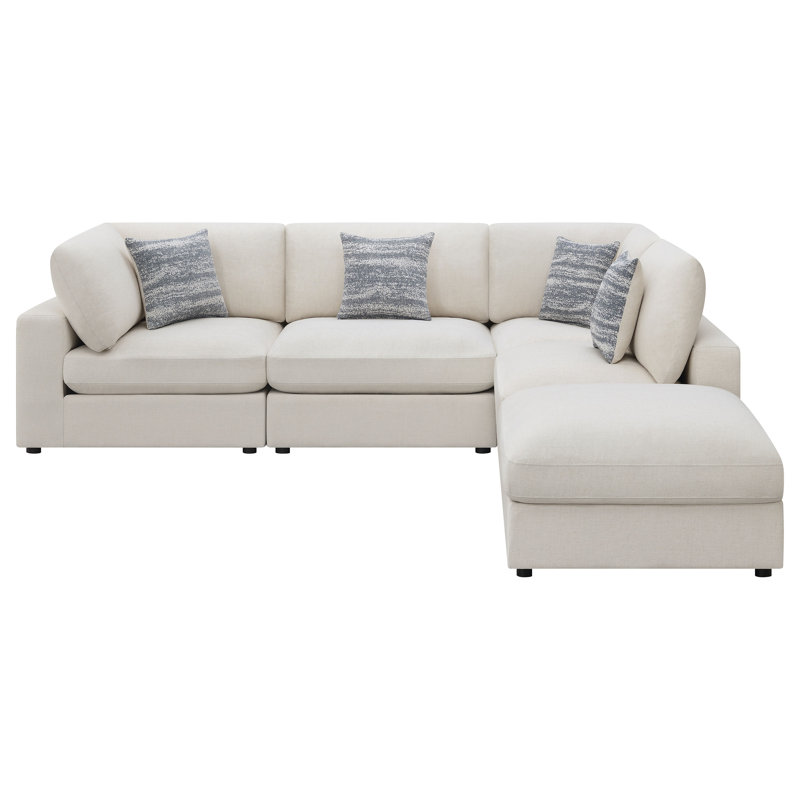 Canapé modulaire rembourré 5 pièces Artzt, Mélange de lin beige, H 33 po x l 120 po x P 120 po