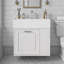 Ensemble de meuble-lavabo mural simple flottant de 21,8 po de largeur avec lavabo en céramique, tiroir à fermeture en douceur, tablette latérale réglable et porte-papier hygiénique-288427061