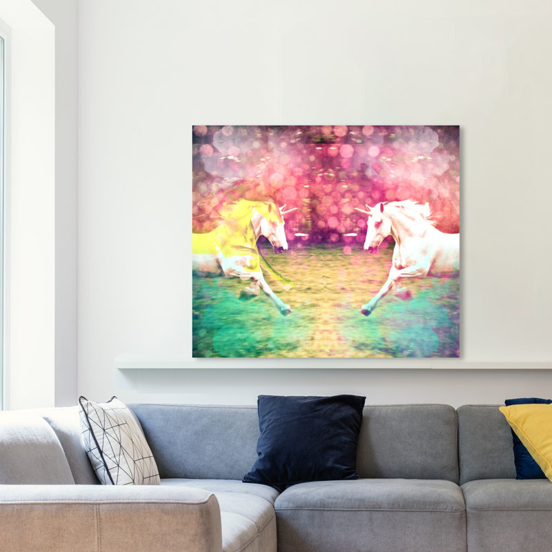 Burst Creative Unicorns Dusk - impression sur toile tendue, H 36 po x l 45 po