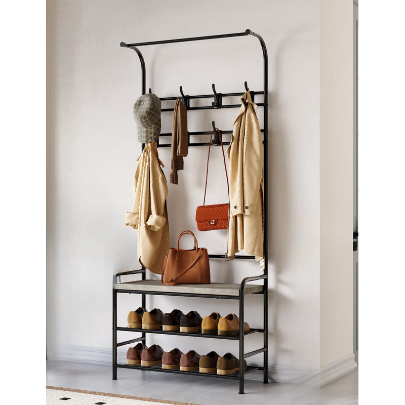 Hall Tree 60cm Wide, Grey/Black