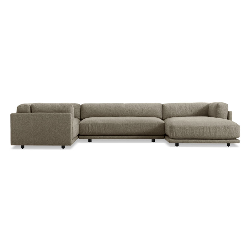 Sunday Chaise Sectional, Sanford Black Crossweave, Right Hand Facing
