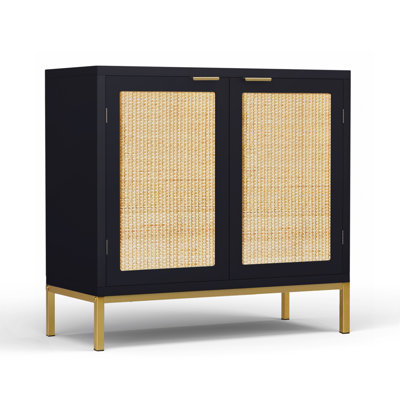 2-Door Accent Cabinet, Rattan Storage for Bedroom Living Room