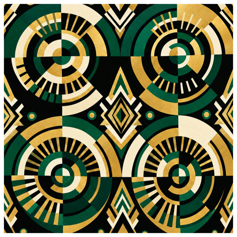 Rideaux de douche géométriques Art Deco, 70in W x 93in H