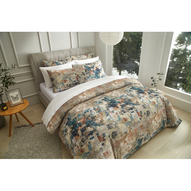 Dailynap Brown Mottled Abstract Art Bedding Set, King Duvet Cover + 2 Pillowcases