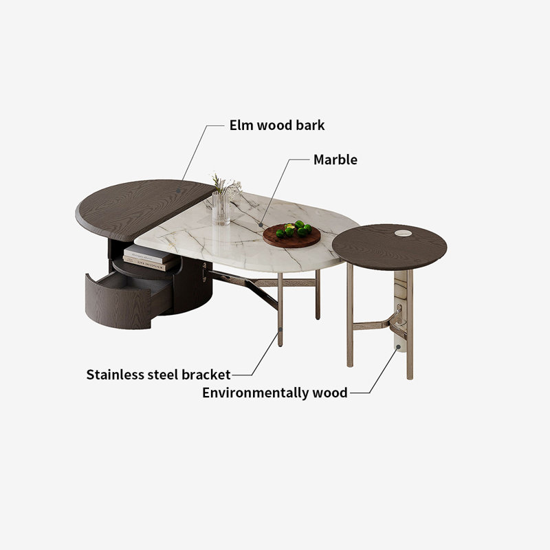 Ensemble de tables basses Wood & Marble