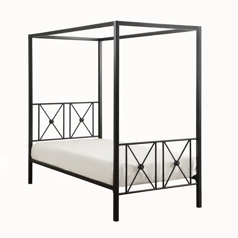 Lit plateforme avec auvent YDT | Cadre en métal, style traditionnel moderne