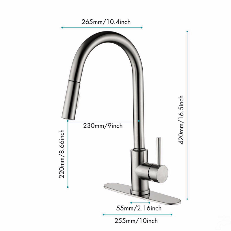Kitchen Faucet With Pull Down Sprayer, Brushed Nickel