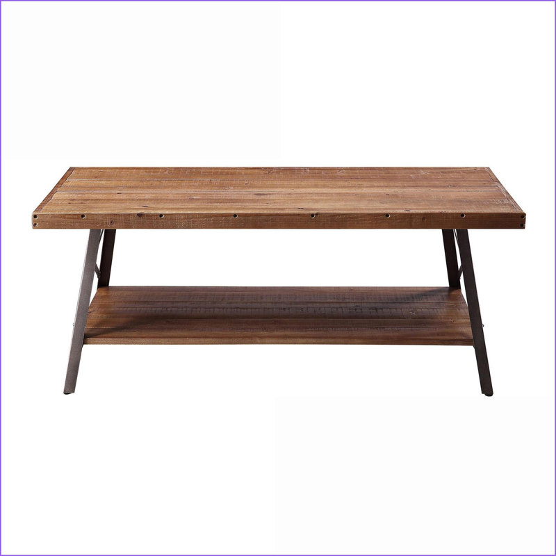 Chêne vieilli Table basse de salon avec rangement Sandy - charme rustique et amp; Métal stable X accent