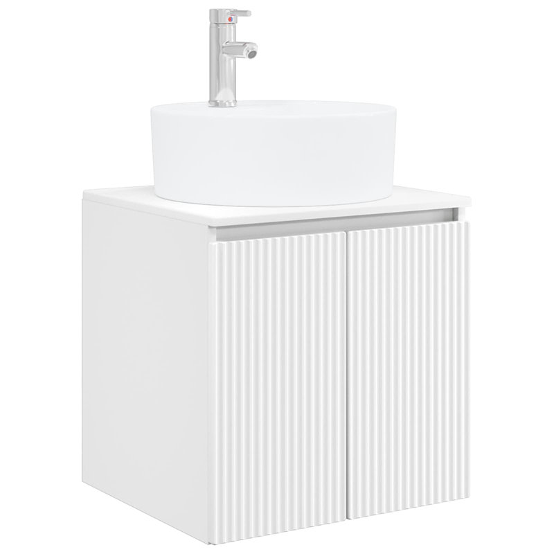 Single Bathroom Vanity with Ceramic Basin, White