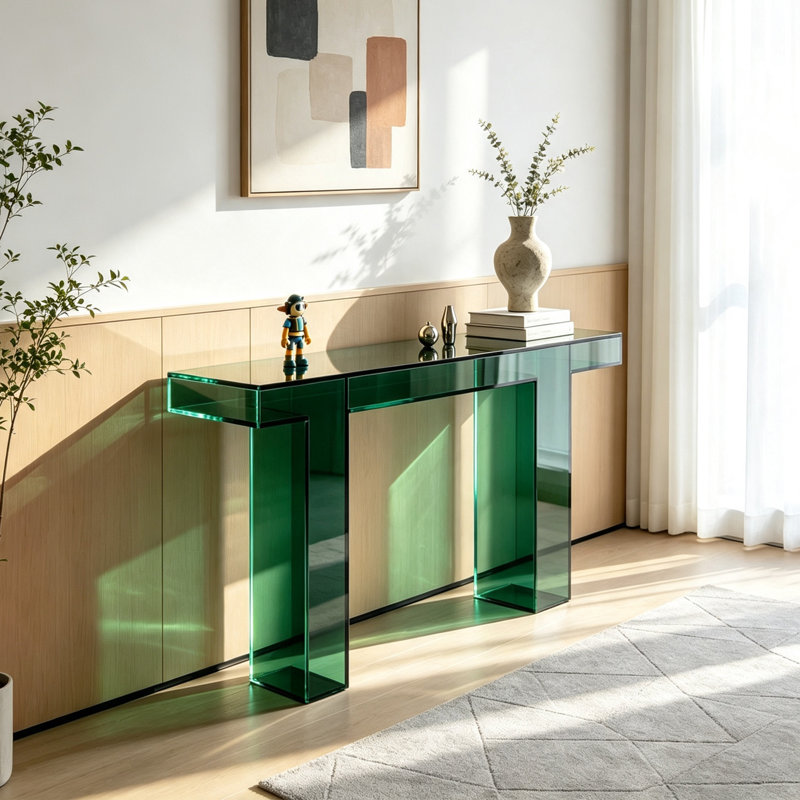 Console minimaliste en acrylique, H 29,53 po x l 55,12 po x P 11,81 po