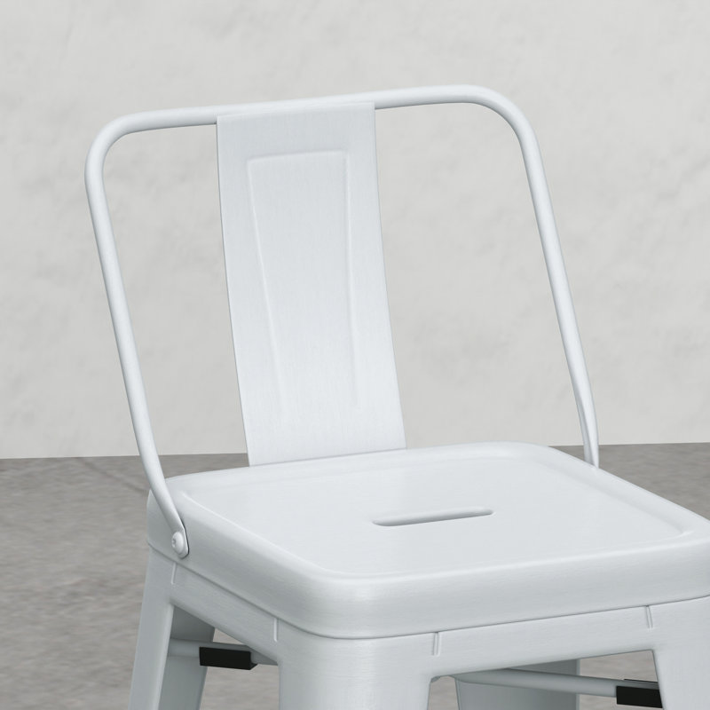 Tabouret de comptoir 24 po en métal de 24 po blanc - Design moderne avec dossier et repose-pieds incurvés pour un soutien imbattable, hauteur confort (2), finition élégante de style industriel