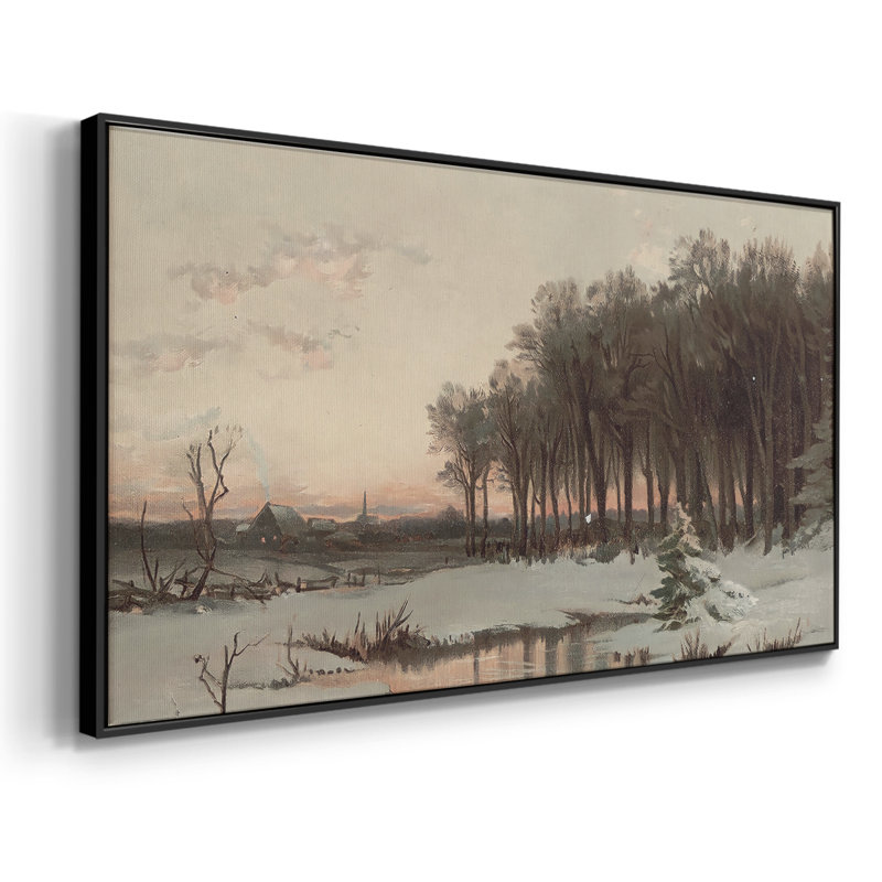 «Landscape Series» -CCCXCVII- Toile tendue avec châssis tendue, prête à être accrochée, H 25 po x l 49 po, Noir