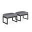 Ensemble de 2 repose-pieds de patio en aluminium toutes saisons de 26 po avec coussins gris épais-2138663629