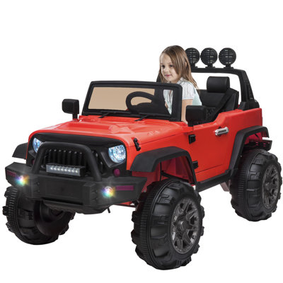 Kids Ride On Truck, 12v Battery Powered Electric Kids Ride On Car With Remote Control, Led Lights, Mp3 Player, Red -  Kulamoon, KLM-PK001-RED