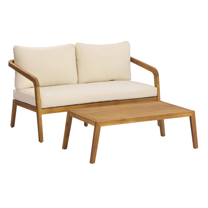 Ensembles de salle à manger de patio moderne, table de causeuse en bois d'acacia pour les repas en plein air