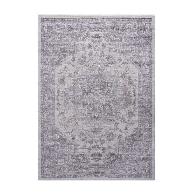Collection Silver/Oriental Non-Shedding Living Room Bedroom Dining Home Office Stylish And Stain Resistant Area Rug
