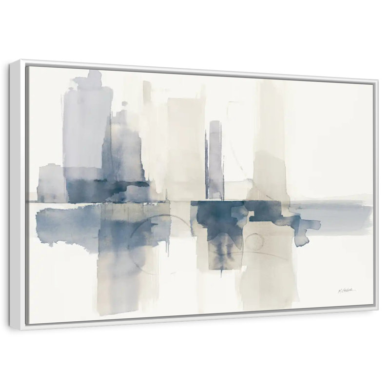Improvisation Navy, Floating Frame White, 19" X 13"
