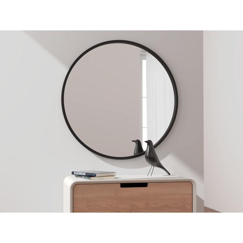 Miroir d’appoint rond en métal Aygun, Noir