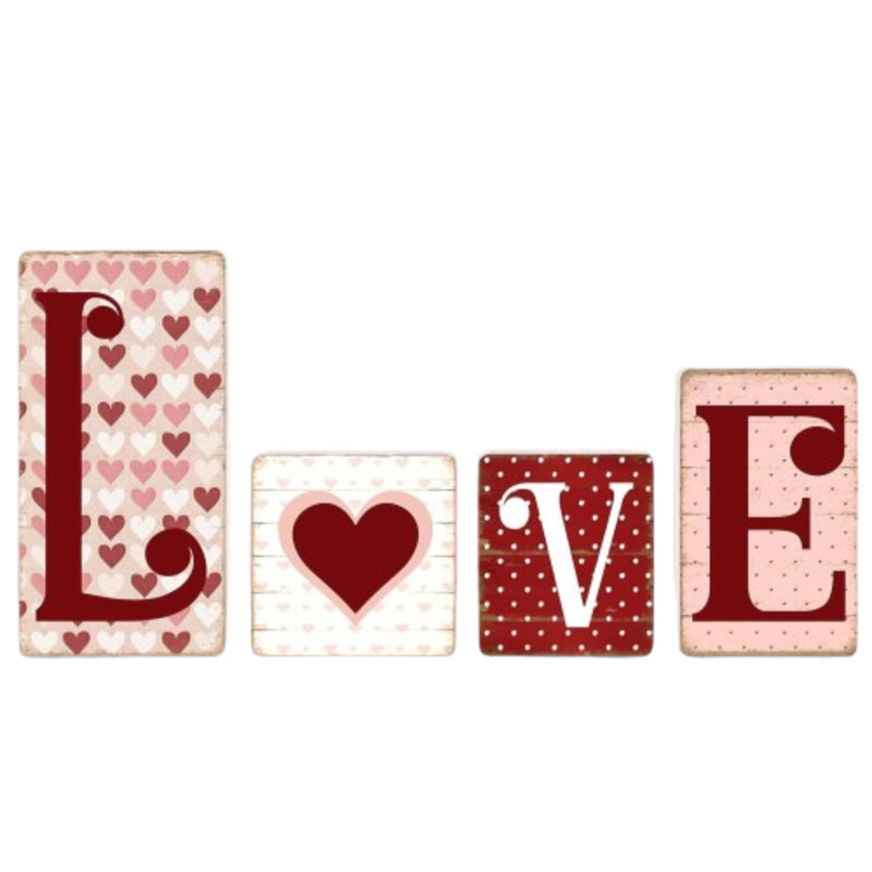 Plaque rétro en bois «love» de la Saint-Valentin