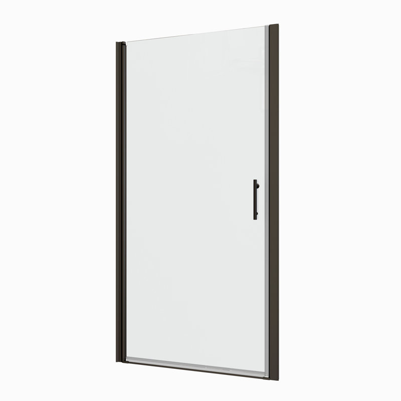 Porte de douche pivotante pour salle de bain avec système lisse - Fuite en verre trempé noir mat 1/4 po, Noir mat