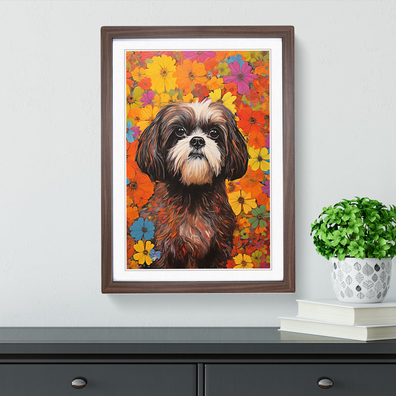 Shih Tzu Colour Field - Framed Print, Walnut, 64cm H x 46cm W x 2cm D