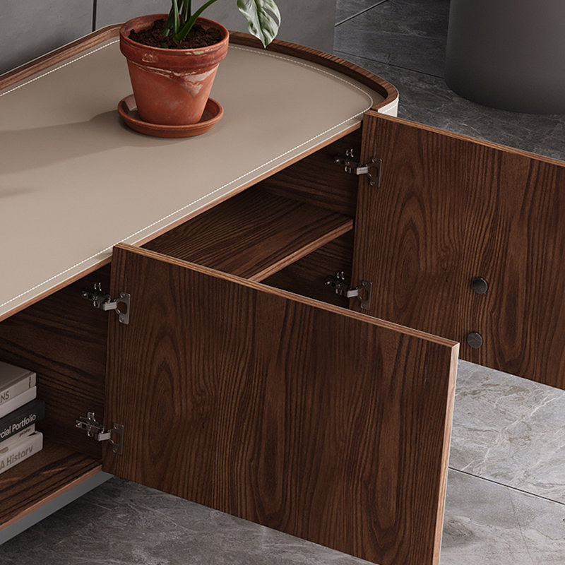Meuble télé moderne de style nordique, Gris beige, 70.87"