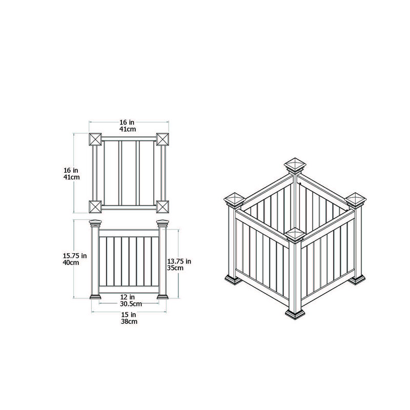White Vinyl 16" Classic Outdoor Planter Box