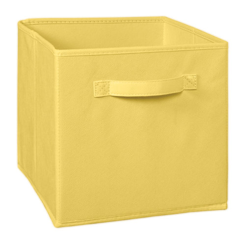 Cubeicals Fabric Basket 28cm Collapsible Storage Cube Drawer with Pull Handle, Lemon
