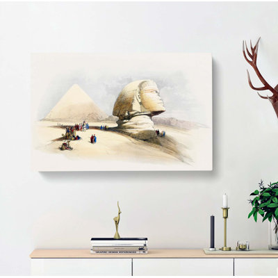 Beside The Great Sphinx Pyramids Of Giza by David Roberts - Wrapped Canvas