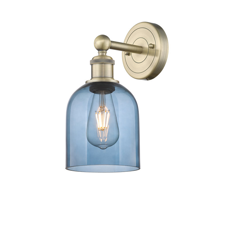 Allysson Steel Armed Sconce, Princess Blue, Antique Brass