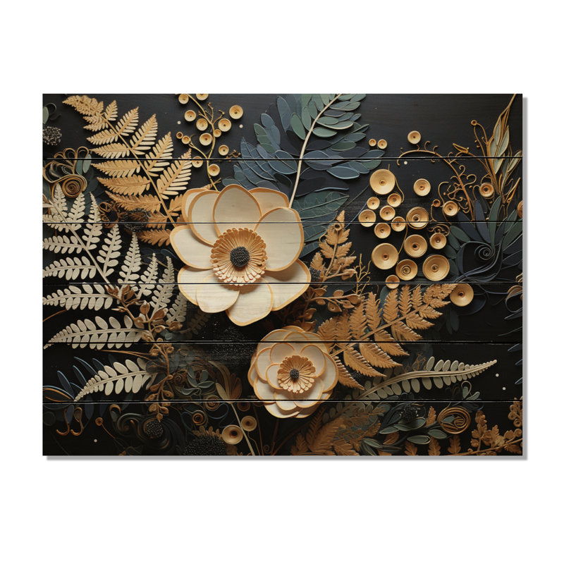Laydon Ferns Copper Elegance I sur impression sur bois, H 30 po x l 40 po x P 0,78 po